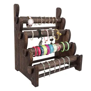 

4 Tier Wooden Dresser And Ornament Rack, Bangle Watch Necklace Display Storage Dresser And Ornament Rack Display Organizer