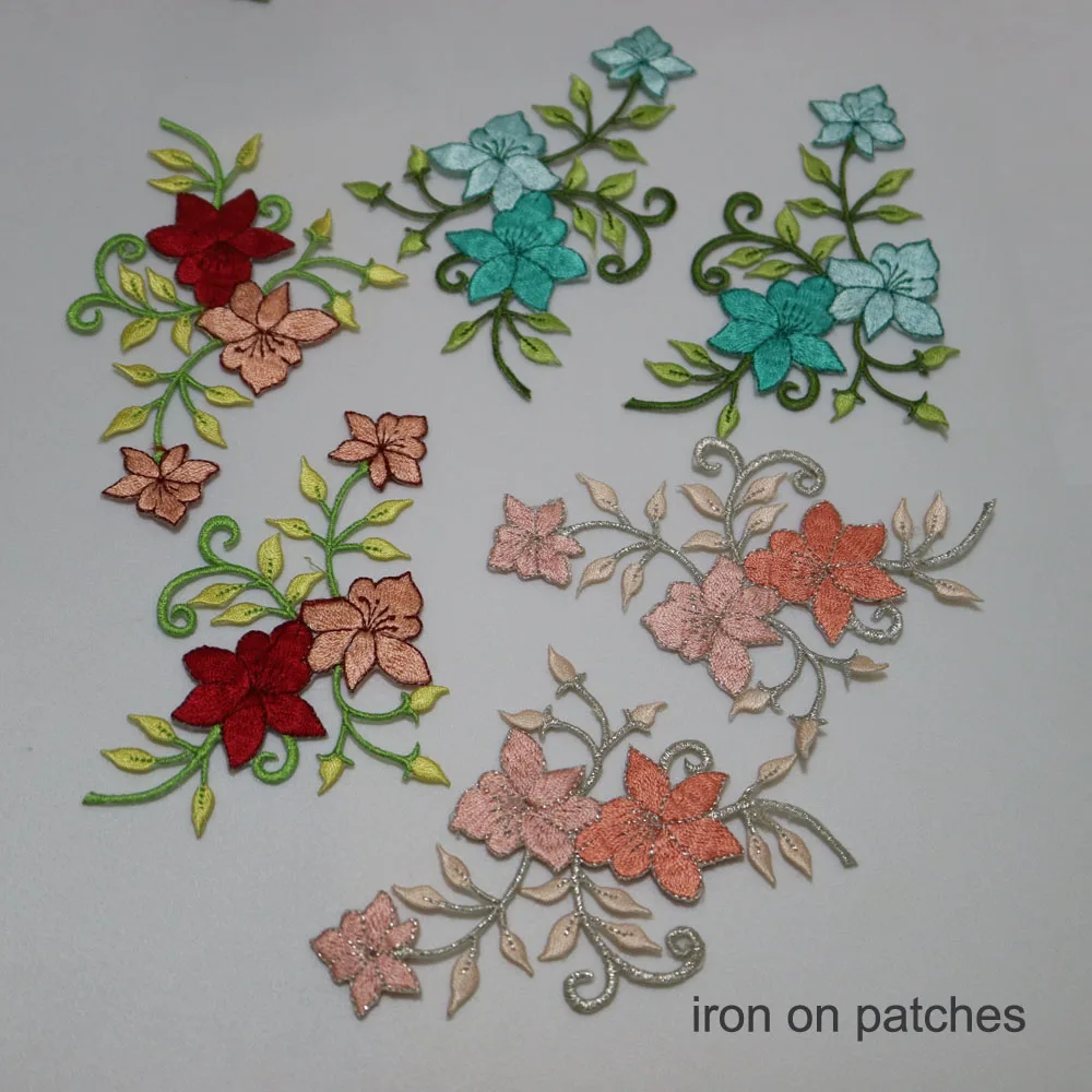 Buy 1 Pair Ironing Floral Embroidered Patches For Clothes Iron On Embroidery  Stickers Applique Flowers Decoration Badge Patches Online - 360 Digitizing  - Embroidery Designs