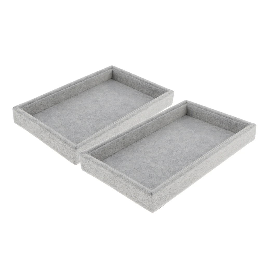 2 pcs Velvet Jewelry Tray Jewelry Accessory For Rings Earrings Watches Button Ring Showcase Jewelry Storage Box