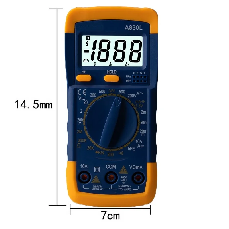 Urijk A830L ЖК-цифровой мультиметр портативный DC AC напряжение диод Freguency мульти тест er ручной Вольт Тест er тест тока Омметр