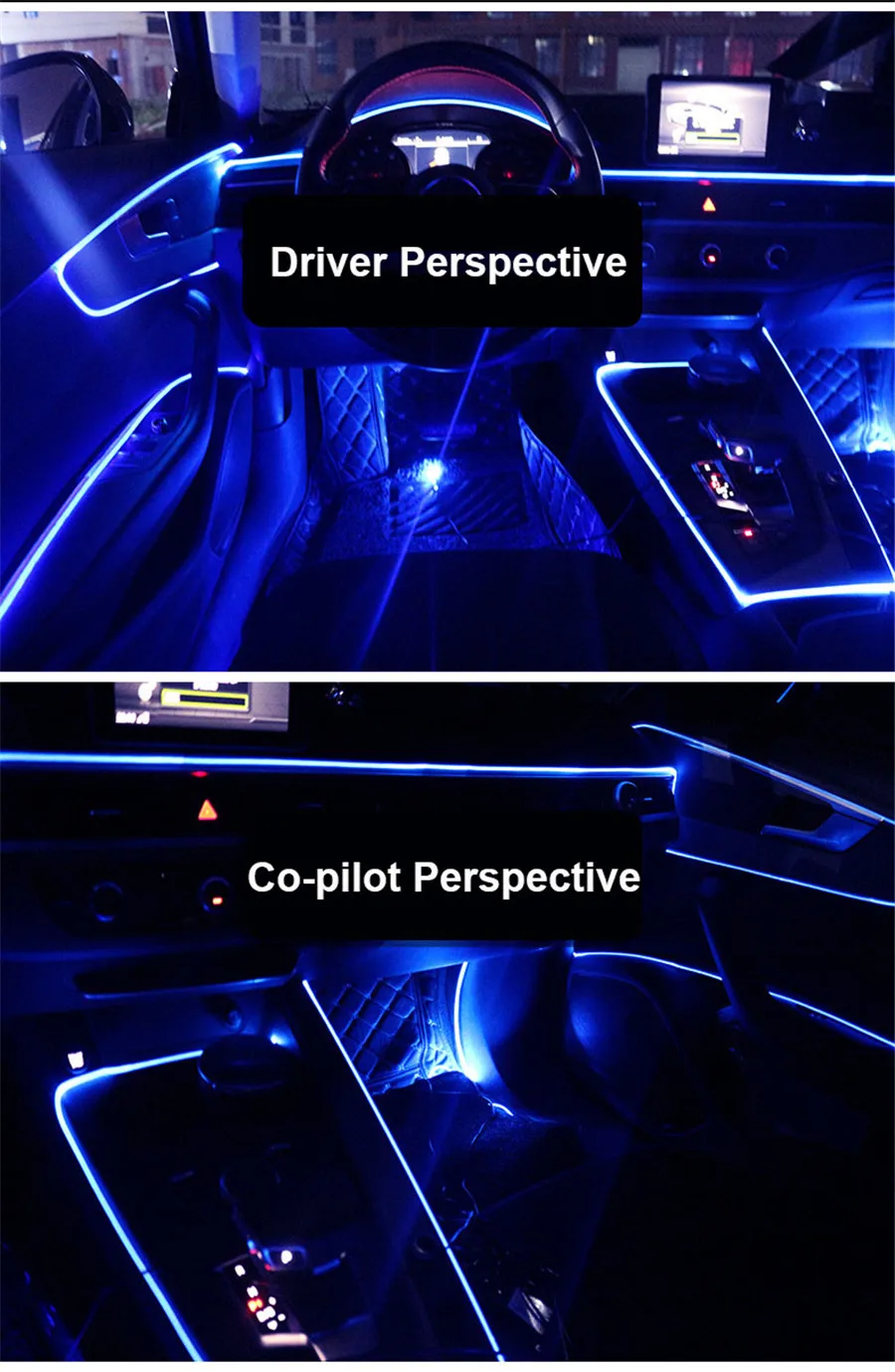 RGB светодиодный светильник для салона автомобиля, декоративный светильник для салона автомобиля с функцией управления Bluetooth, без резьбы