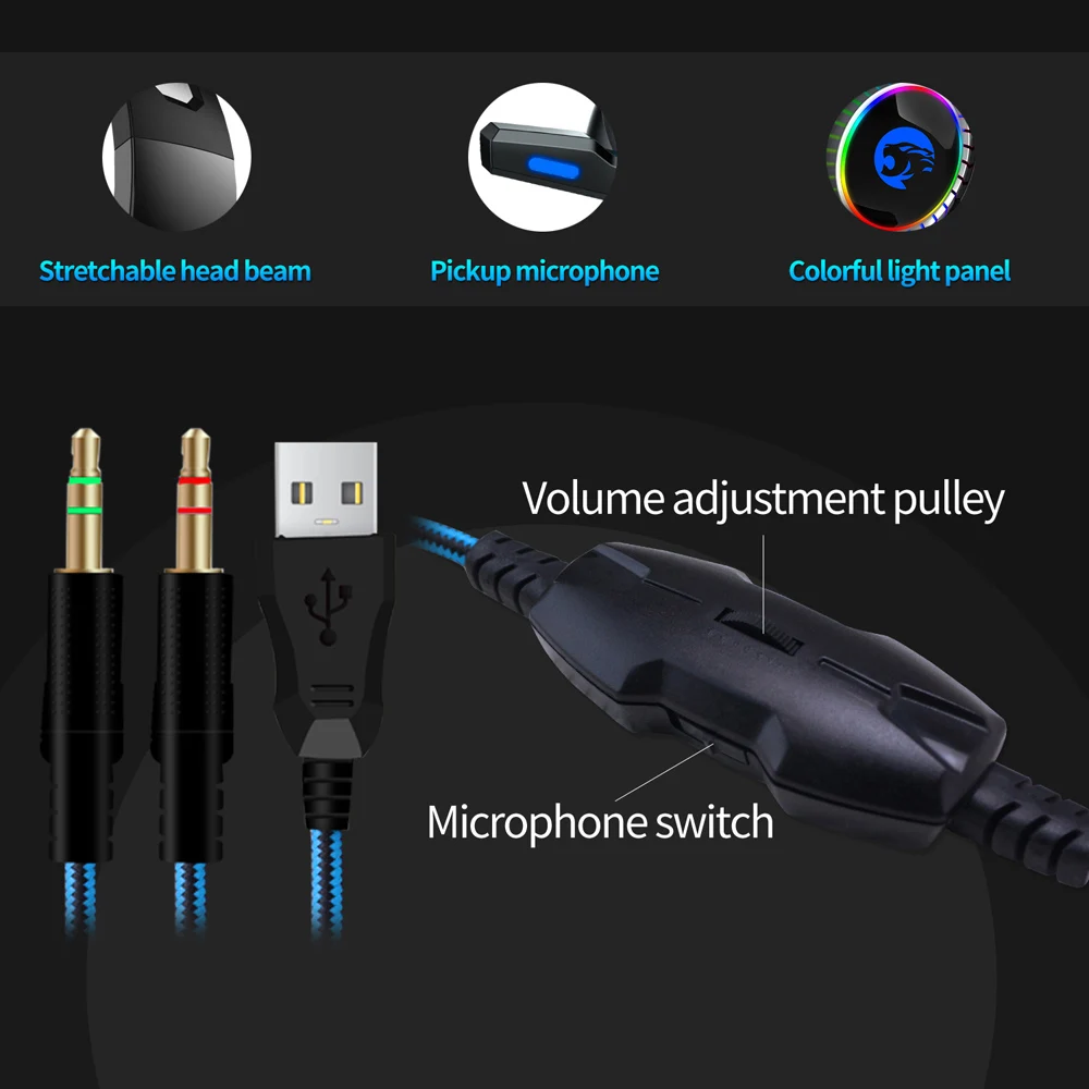 Проводные наушники игровые 7,1 RGB светильник HiFi шумоподавление Гарнитура геймер 7,1 настоящая стерео объемная USB с микрофоном для ПК PS4