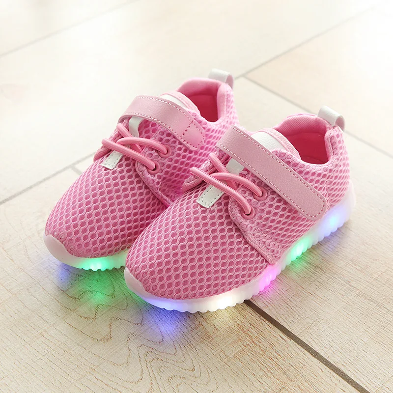 pink LOOZYKIT/Новинка года; модная детская спортивная обувь; Светодиодный светильник для мальчиков и девочек; кроссовки для малышей; Светящиеся повседневные кроссовки; Милые - Цвет: pink