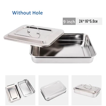 

9 Inch High Temperature Sterilization Stainless Steel Surgical Tray With Cover Without Hole Dental Lab Instrument Tool