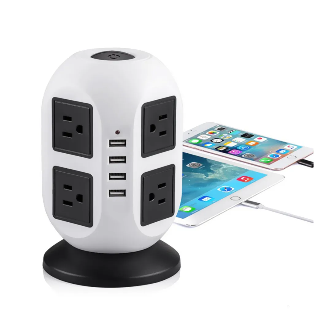 Прямая поставка, новинка, модный Лидер продаж, удлинитель с 8 выходами, 4 порта usb, 2500 Вт/10 А, зарядка от перенапряжения
