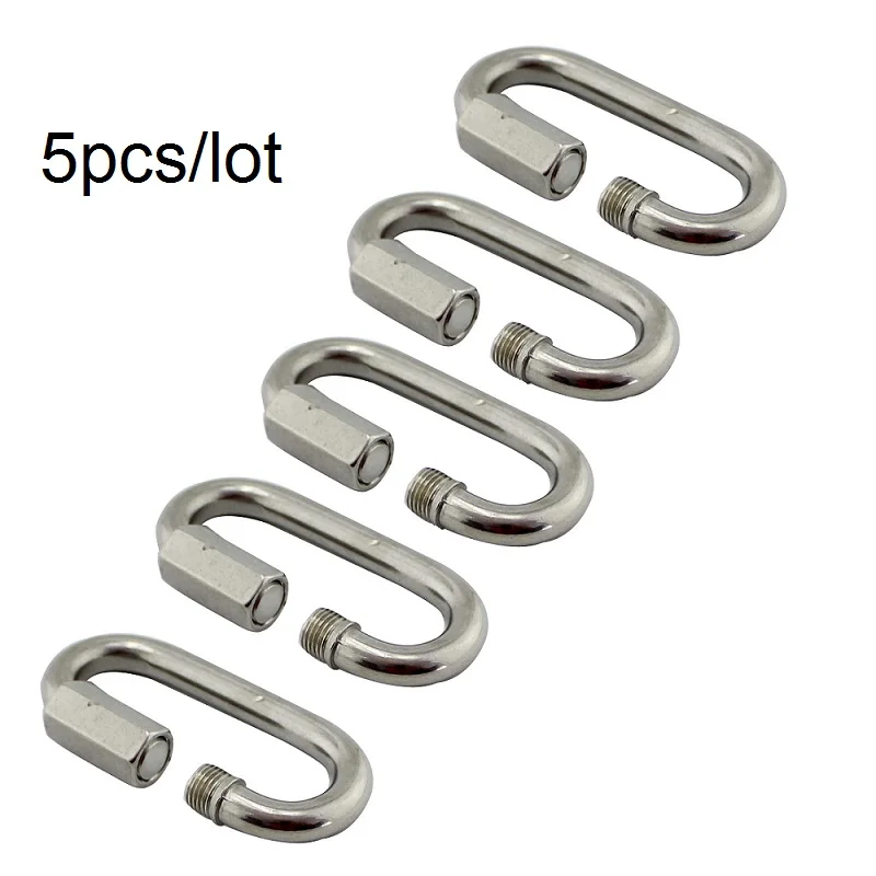 5PCS Aço Inoxidável Mosquetão Quick Link 5mm