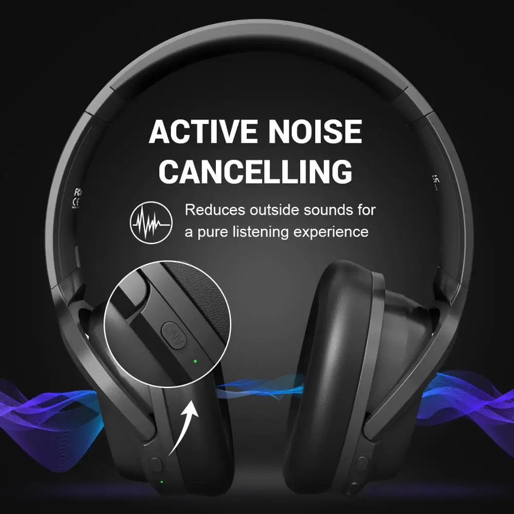 EKSA E5 ANC 5 0 Bluetooth Headphones Active Noise Cancelling Wireless Headphone Foldable Headset 920mAh With CVC 8 0 Microphone