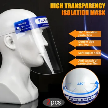 

2PC Adjustable Transparent Face Mask Washable Reusable Mask Masque de Protection Anti-fog Anti-Oil Protect Eyes Clear Face Cover