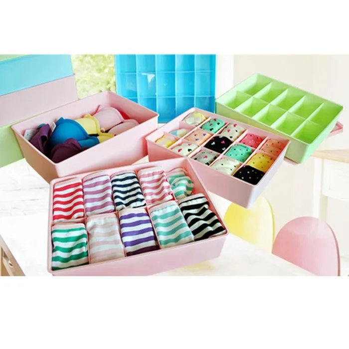 3 Pcs/Set Underwear Socks Plastic Storage Box Stacking Container With Lid and Slots TB Sale