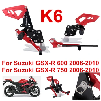 

K6 Red Black Style Motorcycle Footrest Rear Foot Pedal Pegs Set For Suzuki GSX-R 600 750 GSX-R GSXR D40