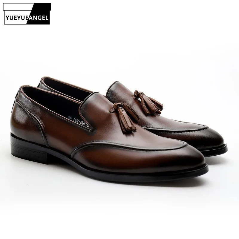 2020 весенние мужские 100% Костюмные деловые туфли из натуральной кожи брендовые