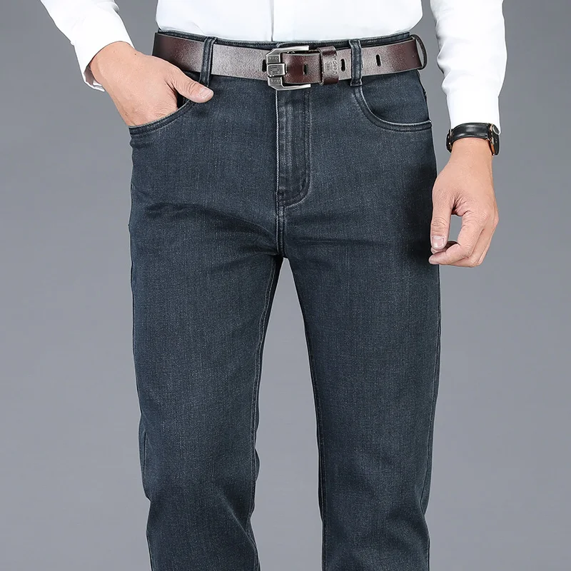 Pantalones vaqueros elásticos de alta calidad para hombre, Jeans de negocios clásicos informales, color negro y gris, novedad de otoño e invierno de 2020
