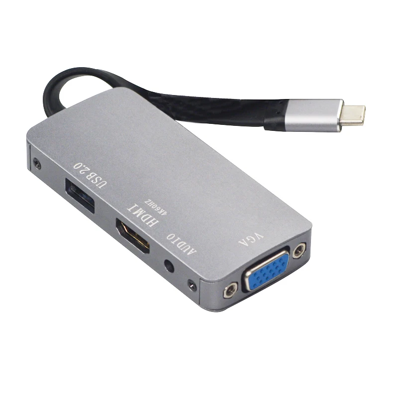 AIXXCO USB C концентратор для Мульти USB 2,0 HDMI-VGA адаптер док-станция для MacBook Pro Аксессуары USB-C сплиттер type C 3,1