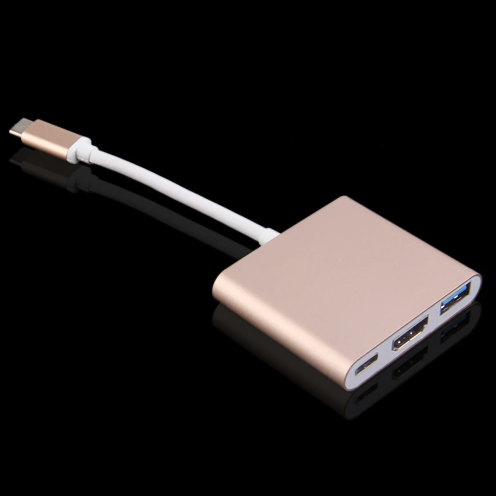 type C USB 3,1-USB-C 4K HDMI USB3.0 адаптер 3 в 1 концентратор для Apple многопортовый полностью алюминиевый металлический чехол-адаптер