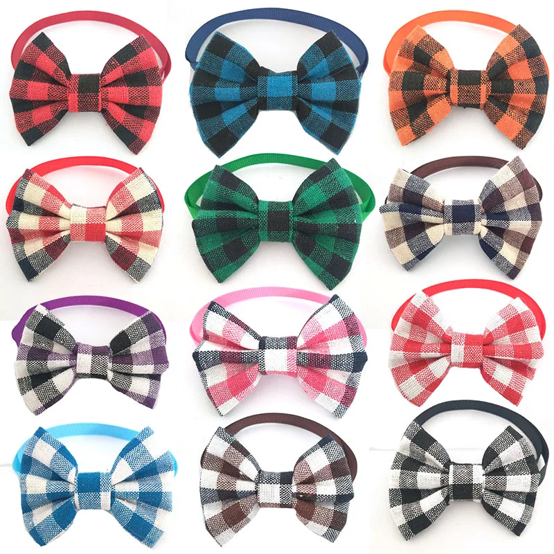 

30/50pcs Pet Dog Cat Bowties Lattice Collar Pet Bows Puppy Ties Bow Tie Neckties Samll Middle Dog Pet Cat Grooming Pet Supplies