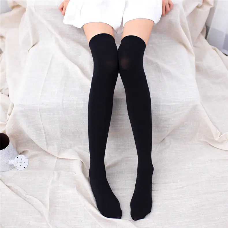 0999 black 1 пара, новинка, лето-осень, модные непрозрачные дышащие чулки выше колена, эластичные сексуальные чулки, 3 цвета, W19080801 - Цвет: 0999 black