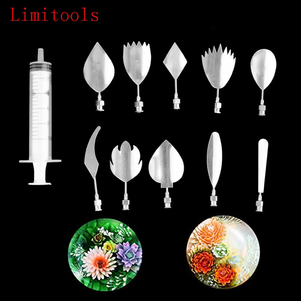 10Pc 3D Gelatin Jelly Art Pudding Flower Cake Decoration Mold Moulds Needle Tools Baking Pastry Decor Art Needls With Tube New cake mould mousse tartlet moulds