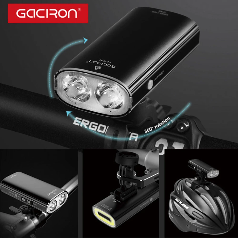 GACIRON faro trasero de 1700 lúmenes para bicicleta, 2 LED, linterna para casco bicicleta, impermeable, recargable, 5000mAh, luz de advertencia inteligente|Luz de bicicleta| - AliExpress