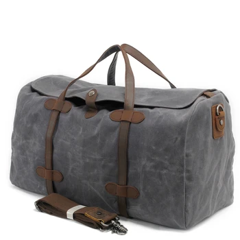 

Large Capacity Waterproof Oil Wax Canvas Genuine Leather Travel Luggage Bag Outdoor Travel Duffle Bag