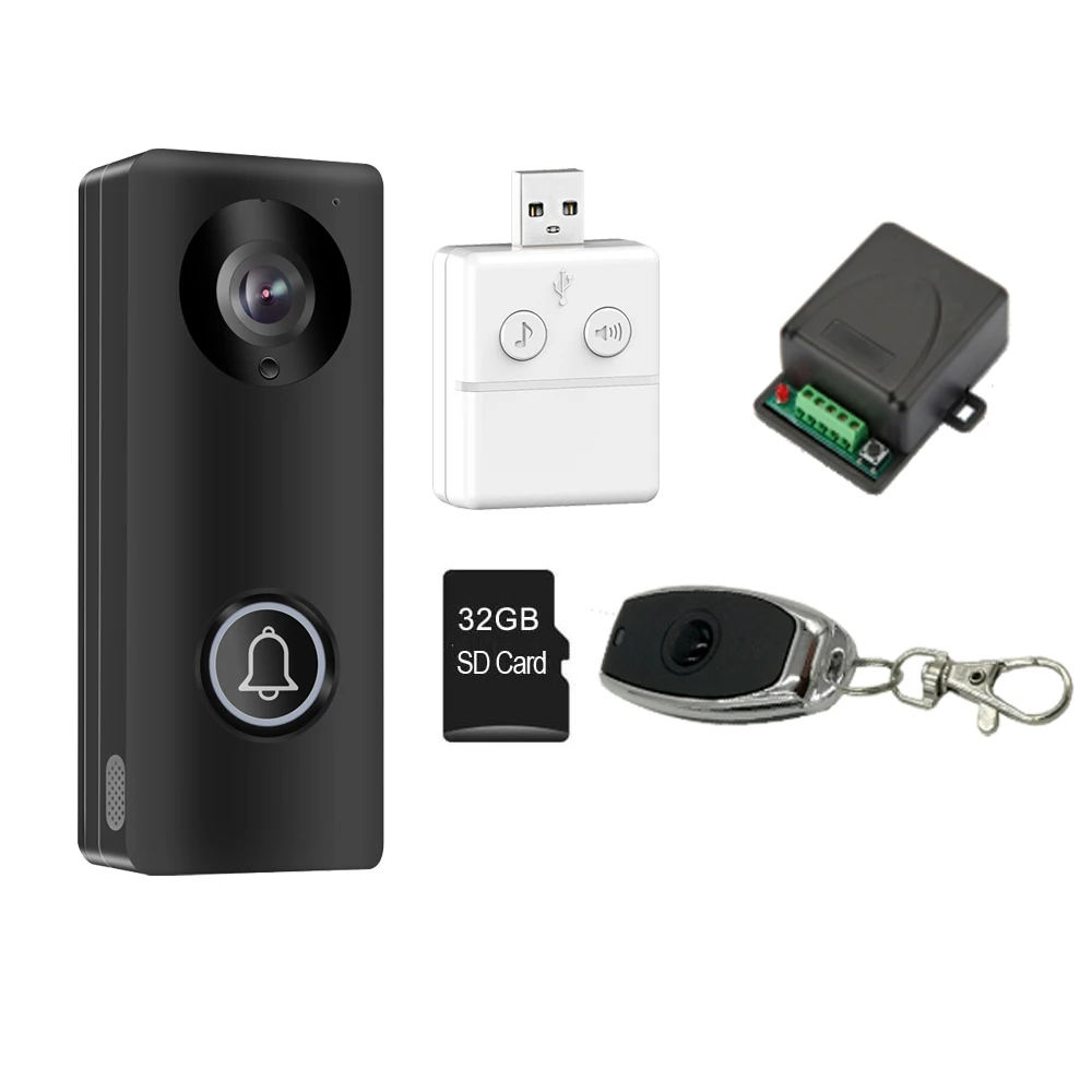 With 32GB Card Видео телефон двери проводной дверной звонок Монитор видеодомофона 1080P HD камера с разблокировкой дистанционного Contorl Крытый Chime Yoosee App - Цвет: With 32GB Card