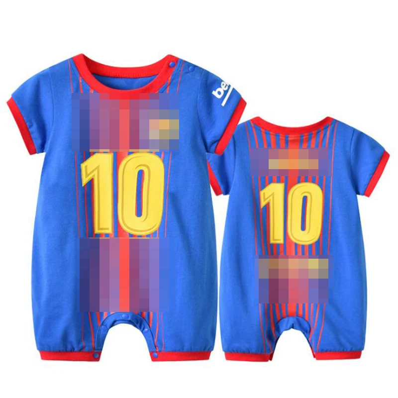 Ropa de fútbol para bebé recién nacido, pelele corto azul, mono de bebé