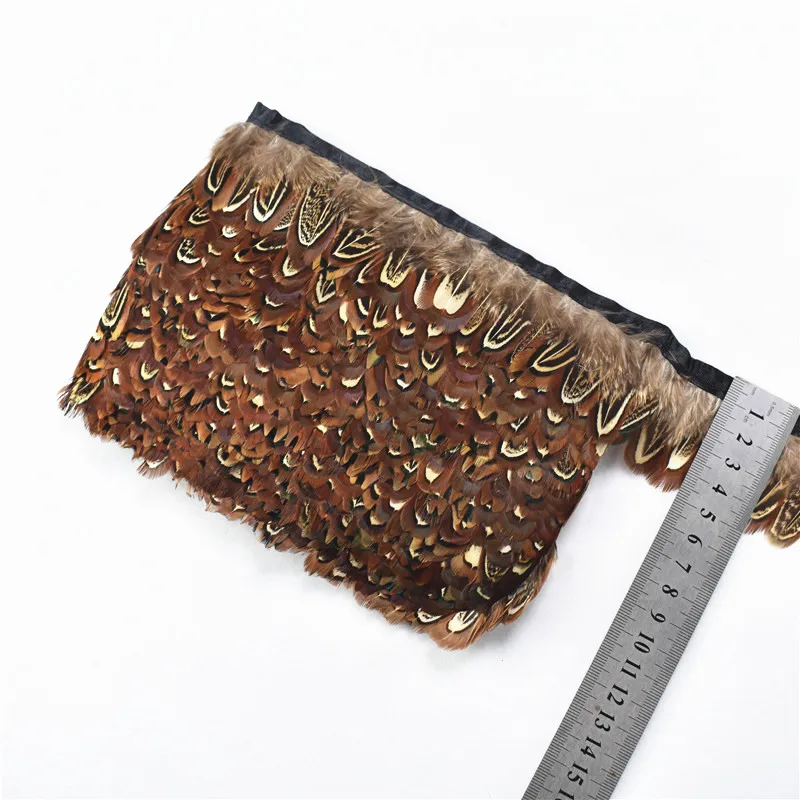 

10Meters/Lot Natural Pheasant Feathers Trims Fringe Ribbon Trim with Satin Ribbon Sewing Feathers for Crafts Costumes Decorative