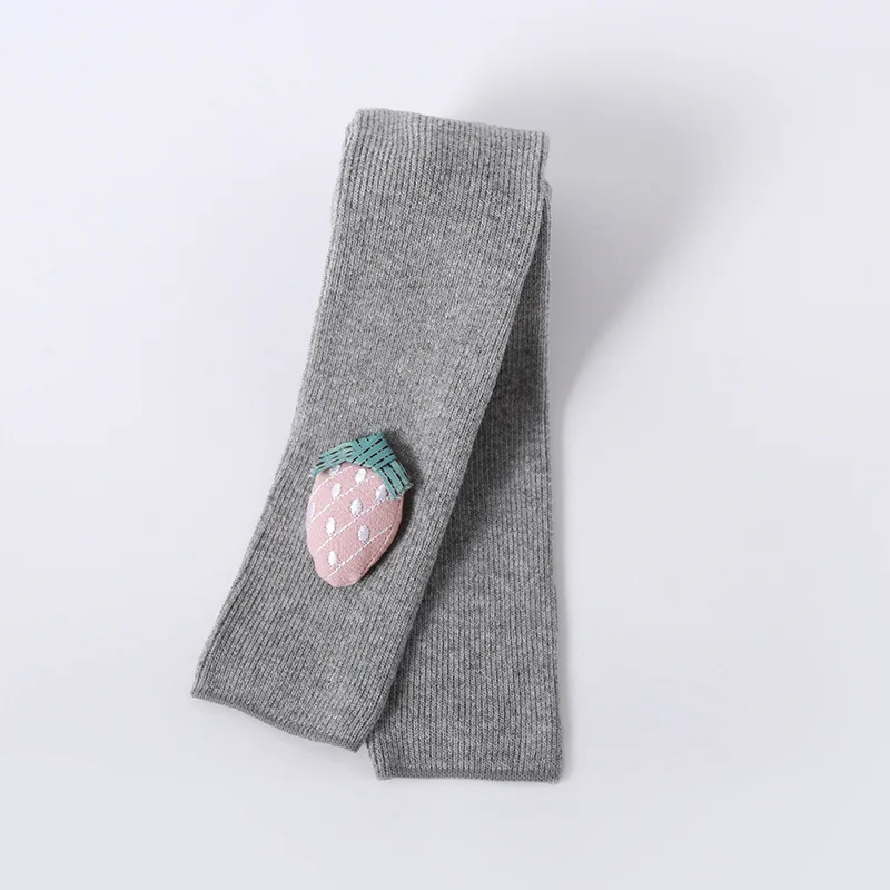 High Quality Children Girls Lenggings Newborn Baby Lovely Fruits Solid Tightss Kids Autumn Clothes Accessories Cropped Pants - Color: Grey-1