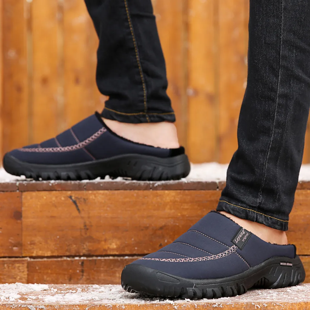Zapatos de hombre; пара повседневных домашних тапочек большого размера; бархатная теплая обувь; мужские водонепроницаемые хлопковые тапочки; chaussure homme