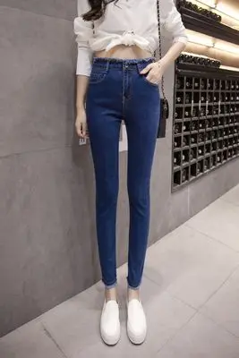 Женские джинсы, высокая эластичность, Стрейчевые джинсы, женские потертые джинсы, обтягивающие, женские брюки-карандаш до лодыжки, Стрейчевые уличные брюки - Цвет: Color 7
