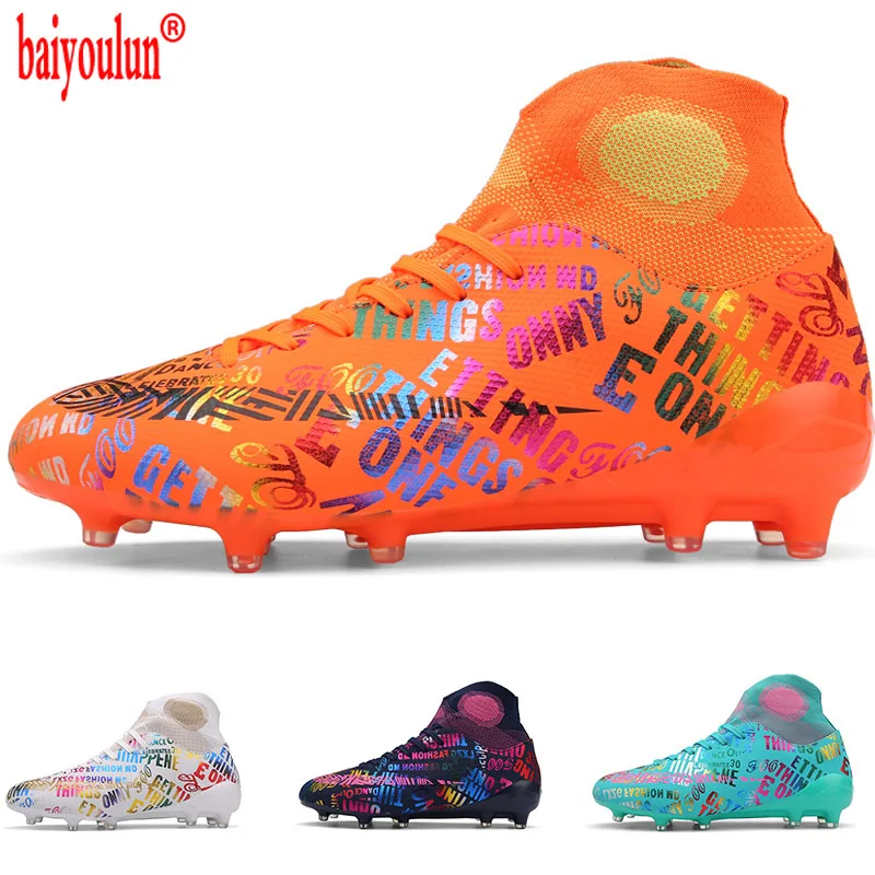 2021 Unisex New Arrive Top Quality Fg Soccer Shoes Comfortable Football Boots High Ankle Outdoor Sport Training Cleats mash up | Спорт и