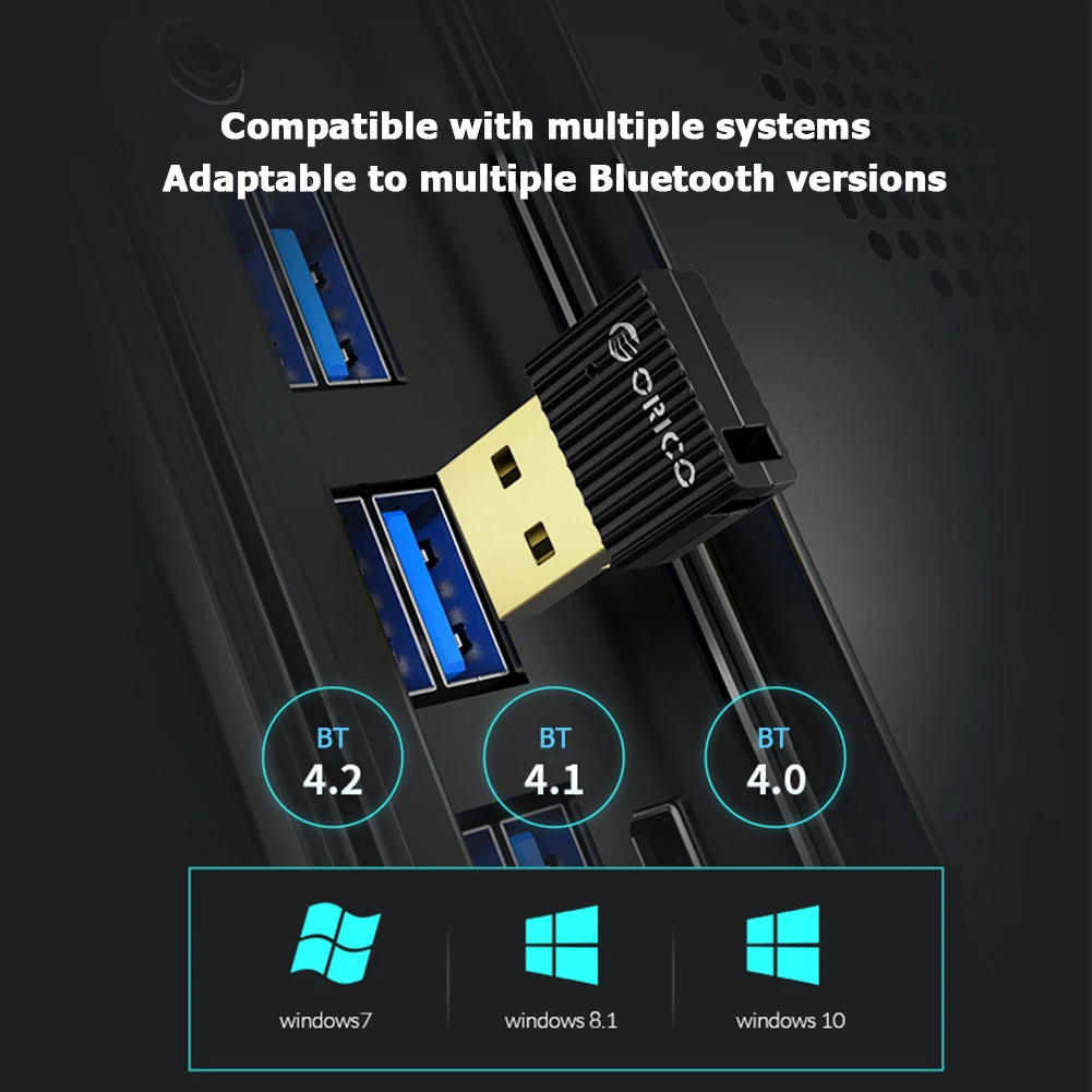 ORICO-Mini adaptador USB BTA-508 Bluetooth 5,0, para ordenador, PC, ratón, teclado, altavoz, música, receptor Dongle inalámbrico