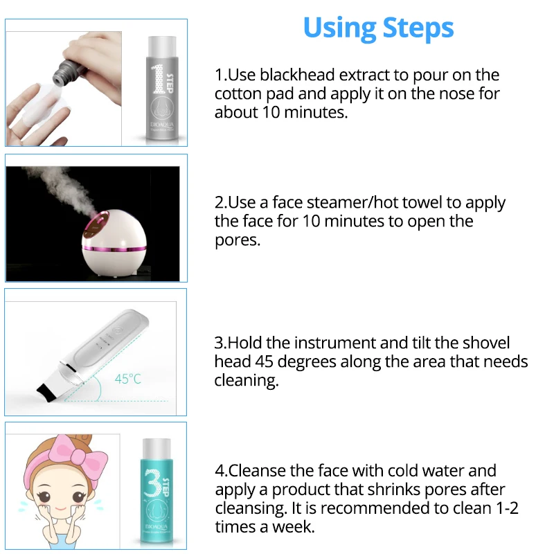 Ультразвуковой очиститель кожи лица анион скребок для очистки пор пилинг Лопата