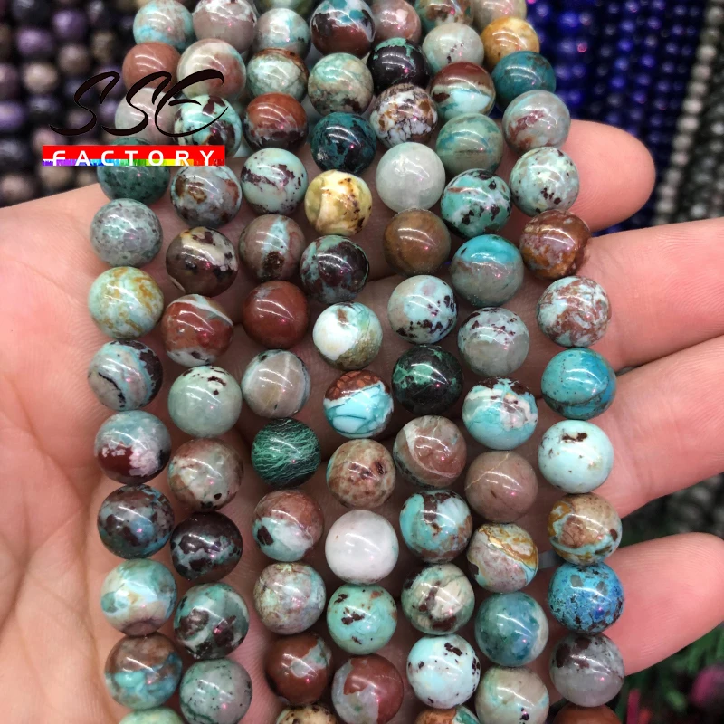 Top Natural Chinese Turquoises Stone Beads Round Loose Beads For Jewelry Making DIY Charm Bracelet Handmade 6 8 10MM 15