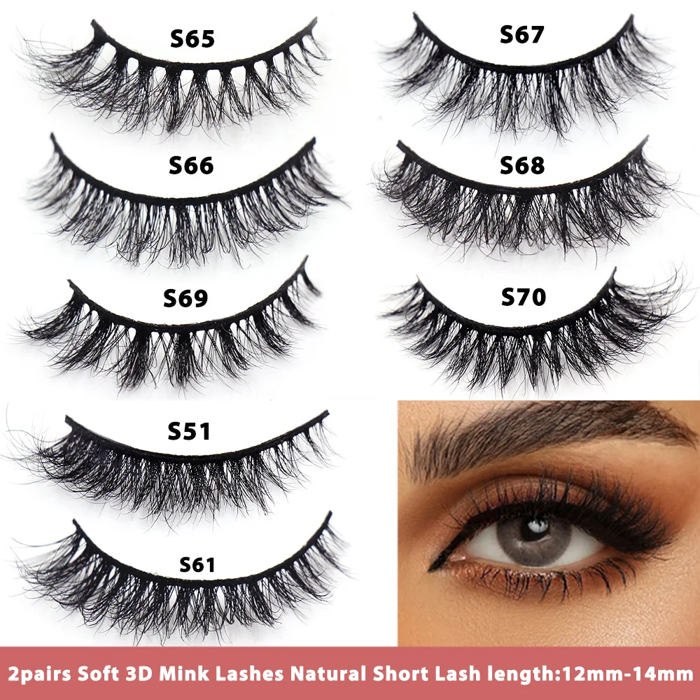 

2 пары ресниц Макияж Мягкие 3D норковые ресницы натуральные кудрявые пушистые ресницы короткие объемные Висячие ресницы многоразовые удлинители maquiagem