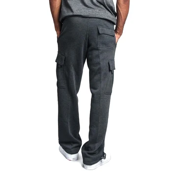 

Men Cargo Pockets Sweat Pants Casual Loose Trousers Solid Color Soft for Sports H66