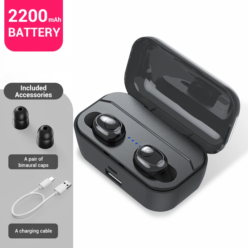 TOPK TWS Bluetooth 5,0 наушники HD стерео с шумоподавлением Игровые наушники Handsfree Наушники вкладыши - Цвет: Without LED display