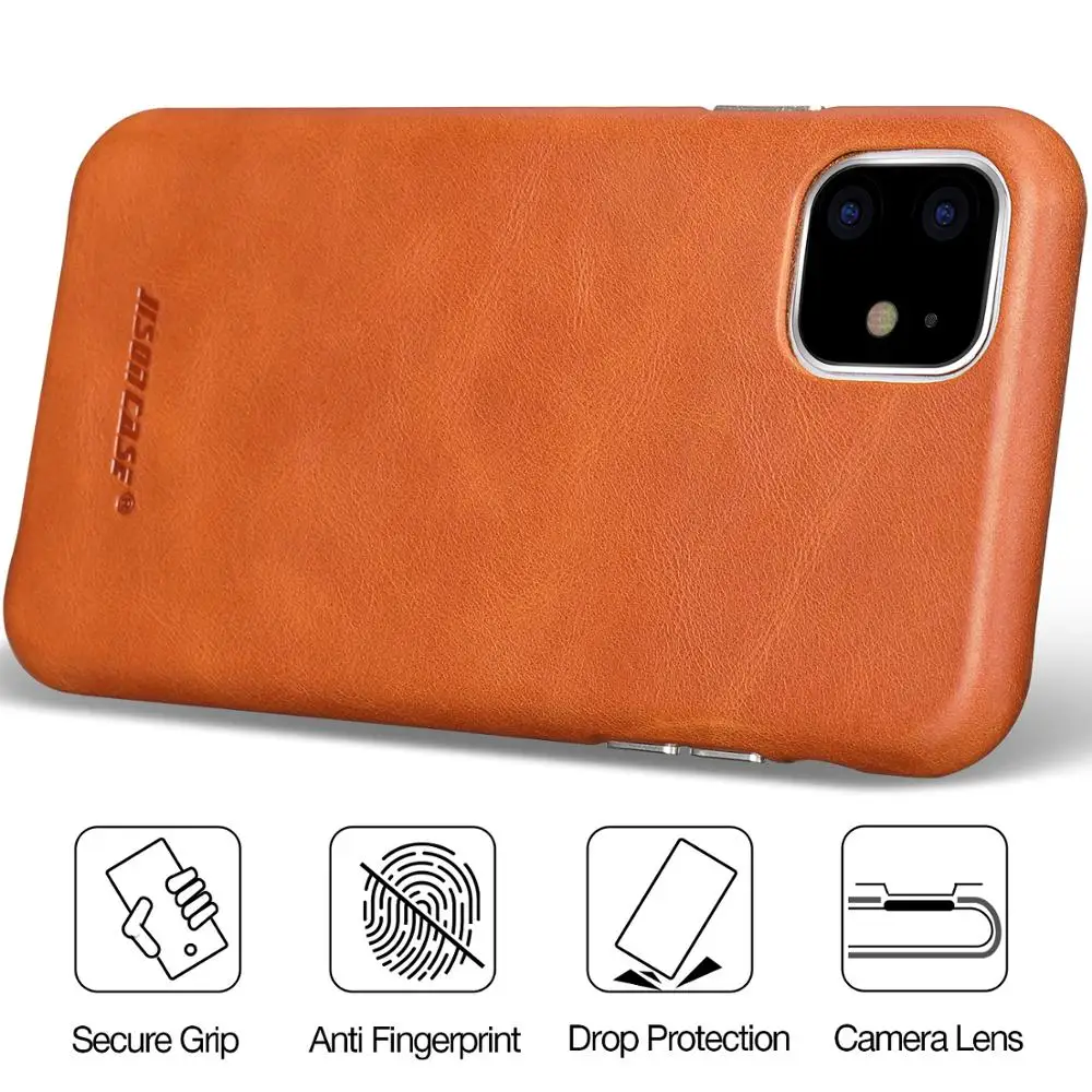 Jisoncase кожаный чехол для iPhone 11, ультра тонкий чехол из натуральной кожи, противоскользящий Мягкий защитный чехол для iPhone 11, 6,1”