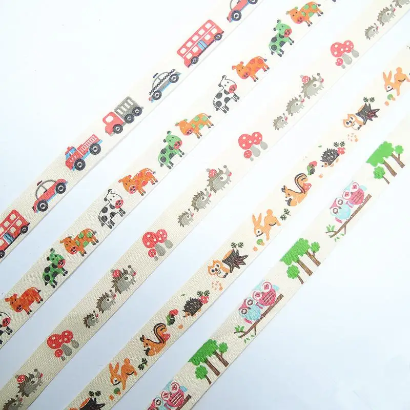 NEW 5Yards/Lot 5/8" 15mm Cotton Ribbon Handmade Design Printed Ribbons For Wedding Christmas Decoration DIY Sewing Fabric | Дом и сад