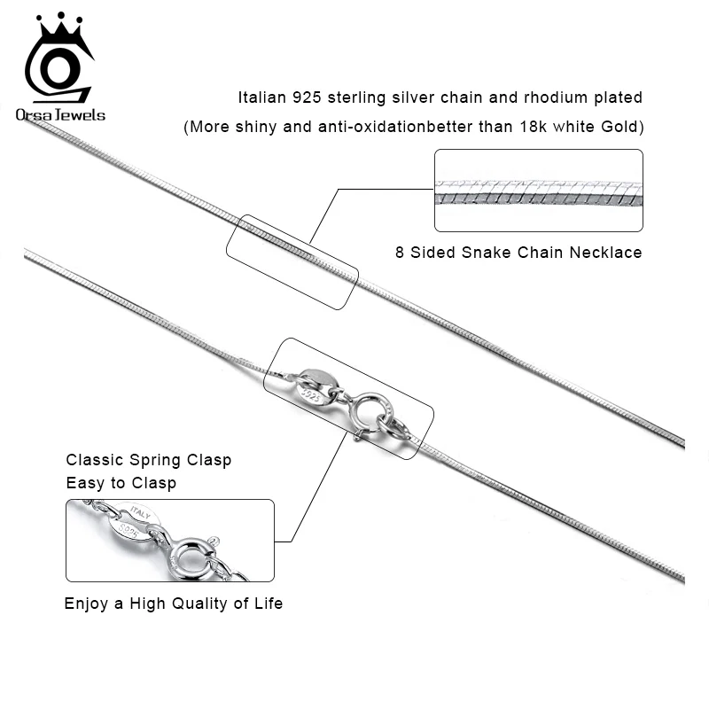 Ожерелье женское из серебра 100% пробы со змеиным плетением|Подвески| |
