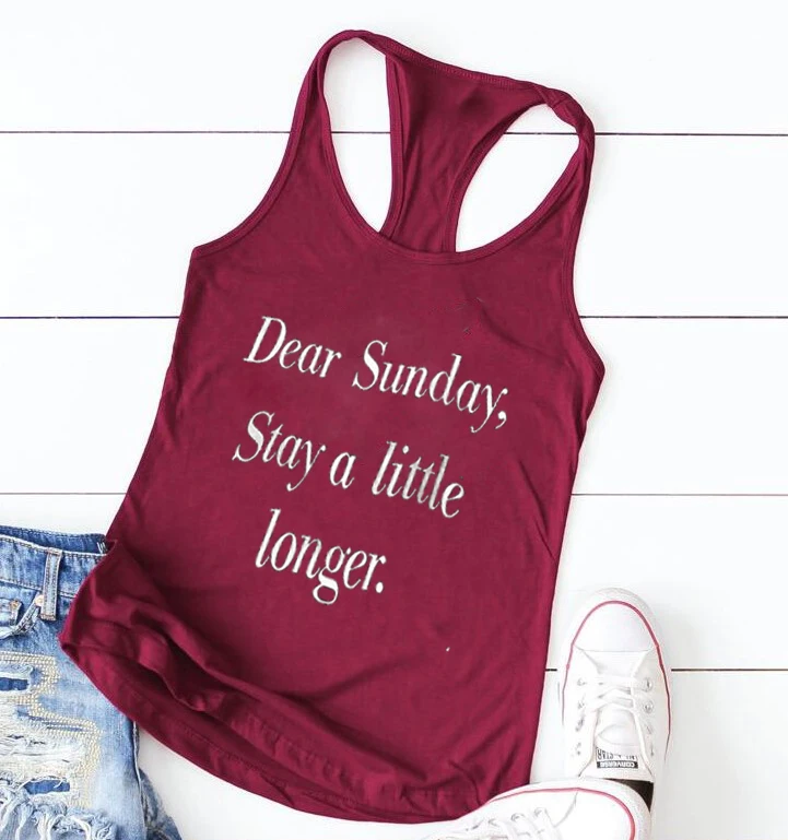Dear Sunday, оставайтесь немного дольше, женский жилет, модные и сексуальные футболки с графическим принтом, пляжный стиль, топ с принтом, Прямая поставка