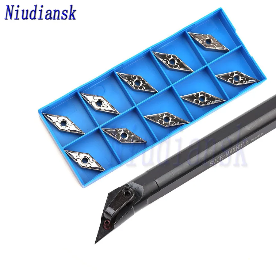 

S20R-MVXNR16 Inner Hole Turning Tool Holder S25S-MVXNR16 Arbor MVXNL +10pcs Carbide Inserts Rhombus VNMG1604 CNC Lathe Tools Set