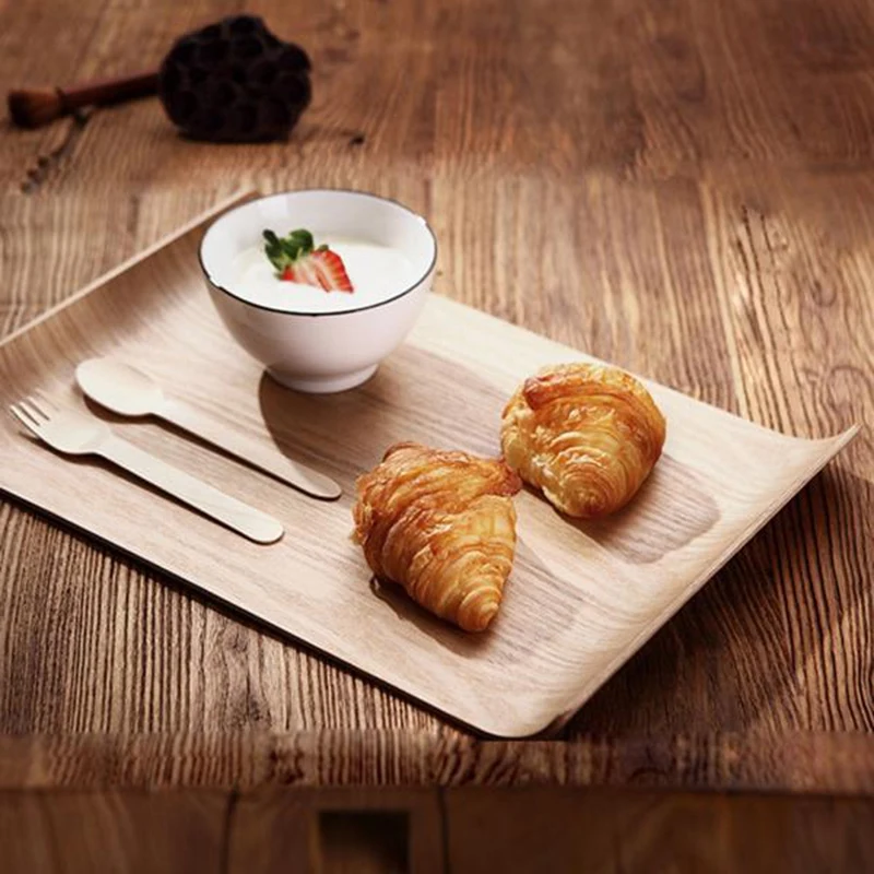 1 Pc Square Creative Wooden Household Serving Tray Friut Tray Food Tray Cake Tray for Party Service