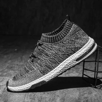 spring and summer running shoes men's casual shoes air cushion shoes mesh surface elastic shock absorption flying woven bre