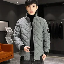 

Male Coat Cotton Padded Casual LOOSE Men's Winter Coat Down Cotton Padded Jackets Handsome Jacket Stand Collar Warm Men's Jacket