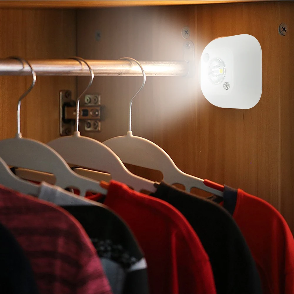 

Mini LED Wireless Night Light Infrared Motion Activated Sensor Lights Battery Powered Wall Emergency Wardrobe Cabinet Night Lamp