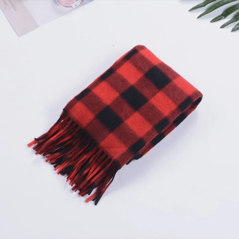 2021 winter new warm scarf fashion double-sided cashmere men's and women's Plaid embroidered scarf annual gift men scarf style