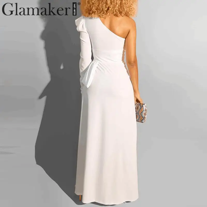 Glamaker, вязаный черный укороченный топ с асимметричным воротником, женская модная уличная одежда с пышными рукавами, женские сексуальные элегантные вечерние Клубные Топы