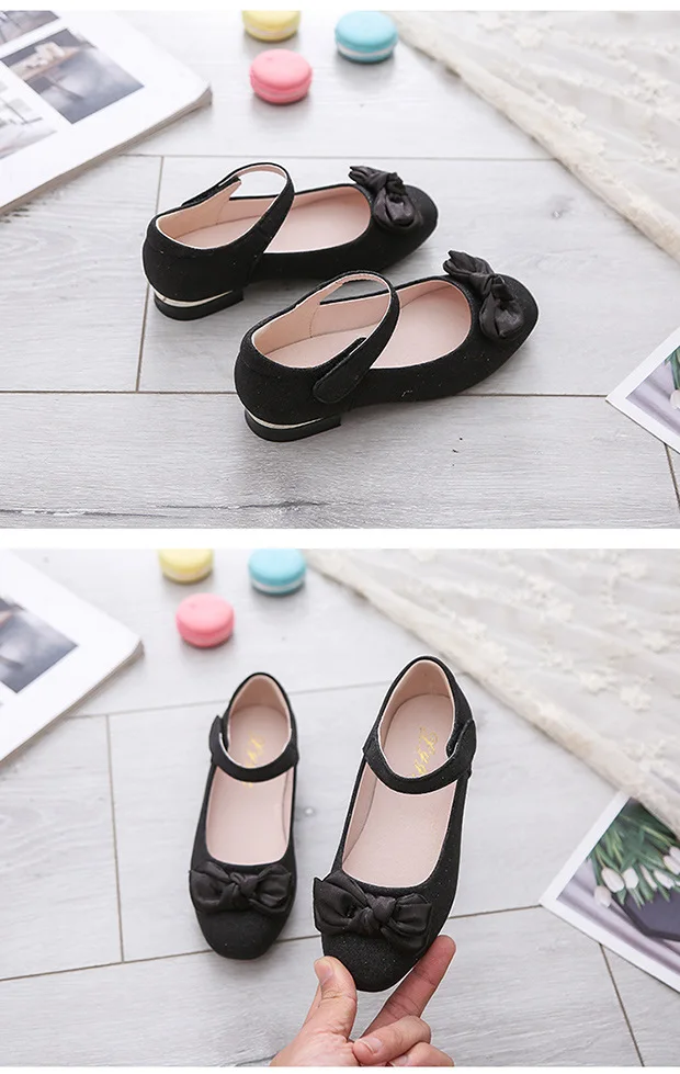 Fashion Simple Children Princess Shoes Girls Sequins Girls Wedding Party Kids Dress Shoes for Bow Girl Pink / Silver/ Gold shoes