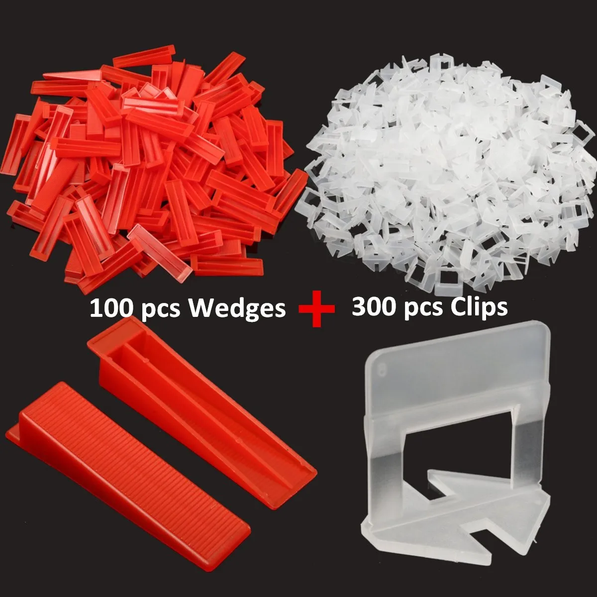 

400Pcs Tile Leveling System 300 Clips With 100 Wedges Plastic Spacers Tiling Tool Hand Tools Parts