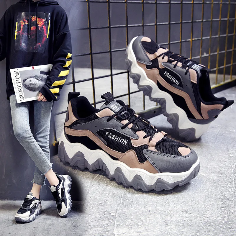 

Sneakers Mesh Women's Heels Summer Shoes Woman-shoes Platform Breathable 2019 Womens Thick Casual Fashion Lace-Up Spring